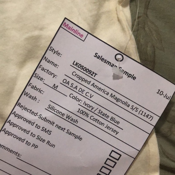 Lauren James American Magnolia Ivory Cropped Tee NWT Medium - Picture 5 of 5